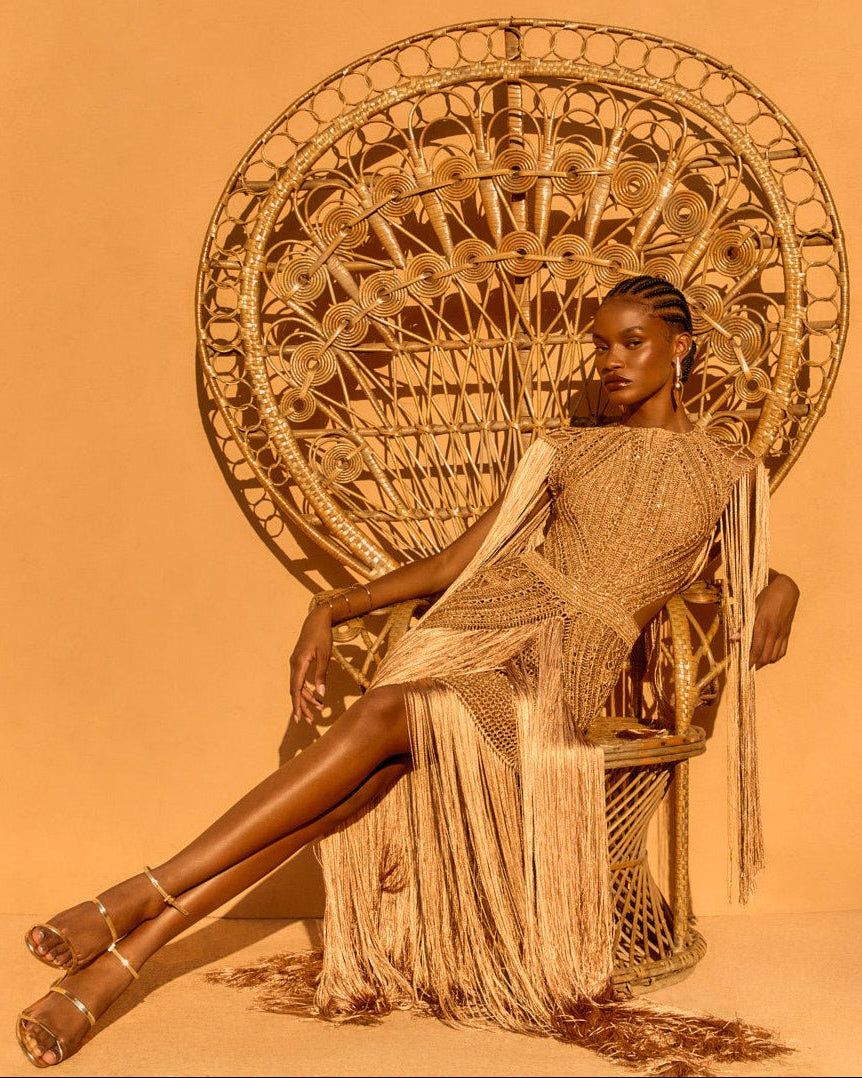Vestido longo Bonito Dourado Bronze - Ammi