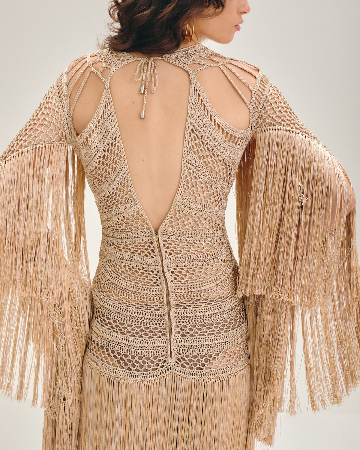 Vestido longo Água viva Champagne gold - Ammi