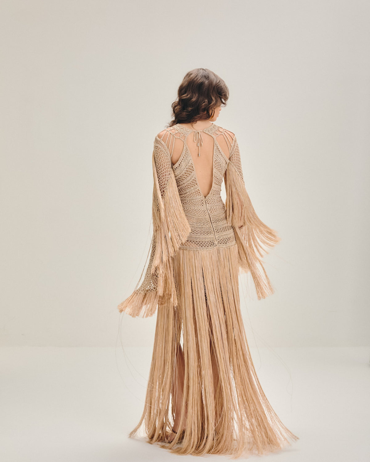 Vestido longo Água viva Champagne gold - Ammi