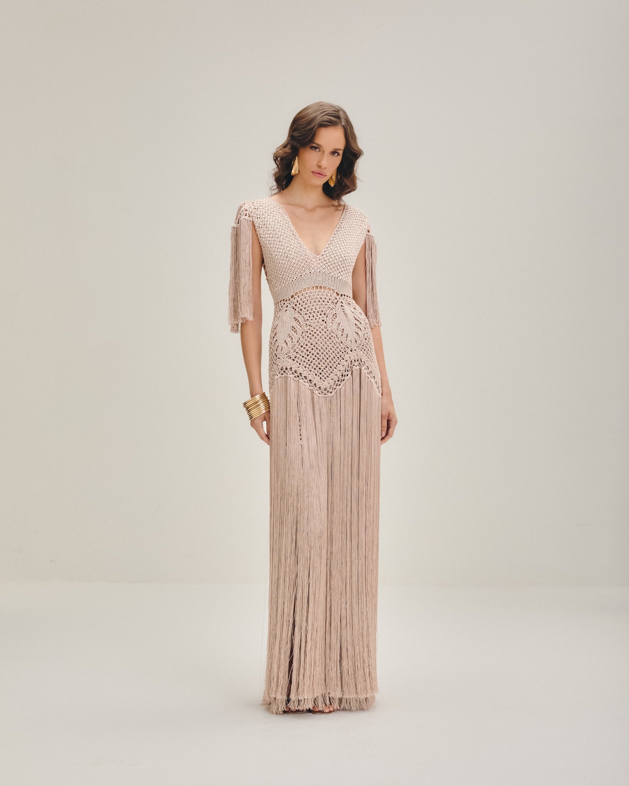 Vestido longo Costa Rica Champagne gold - Ammi