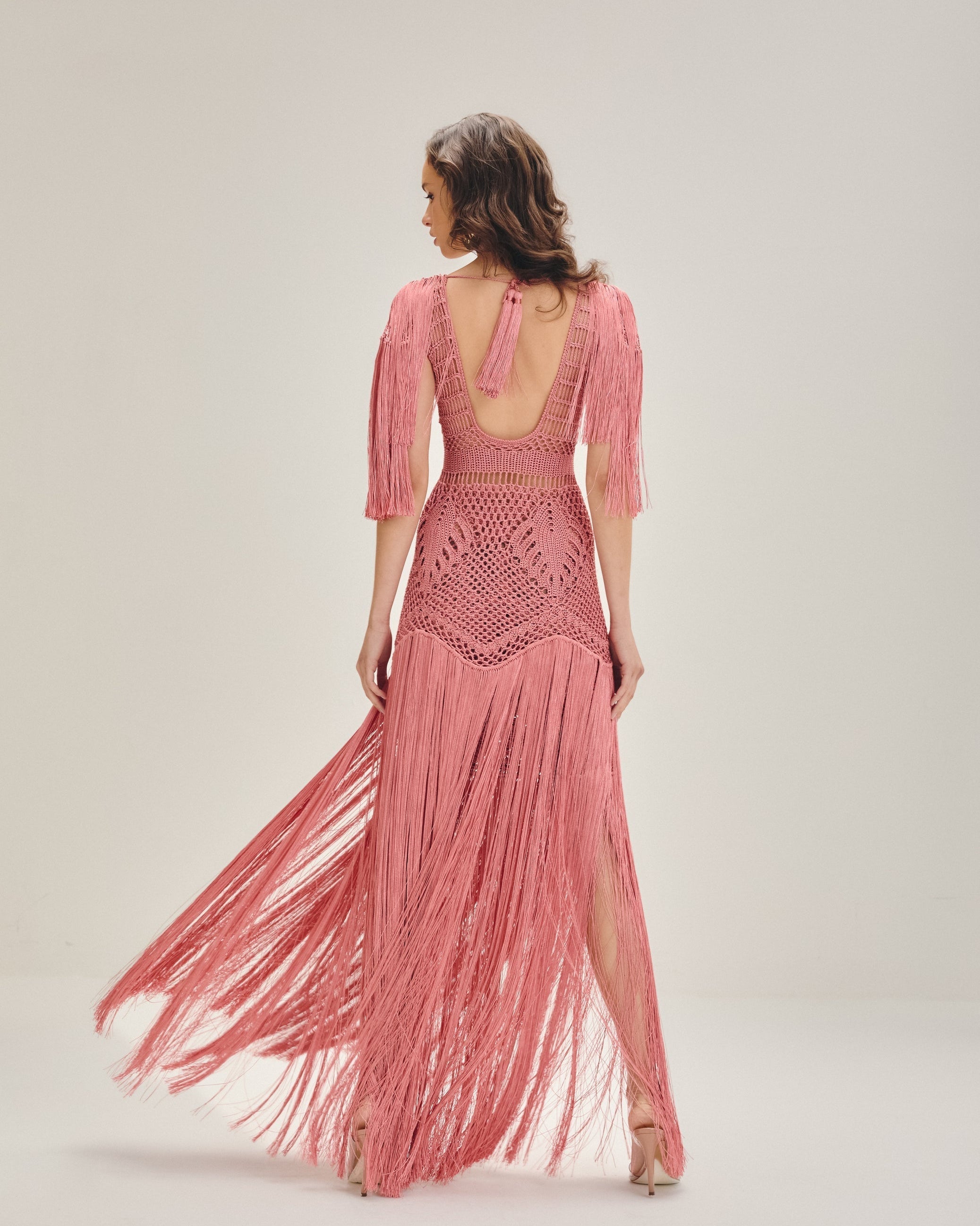 Vestido longo Costa Rica Rosa goiaba - Ammi