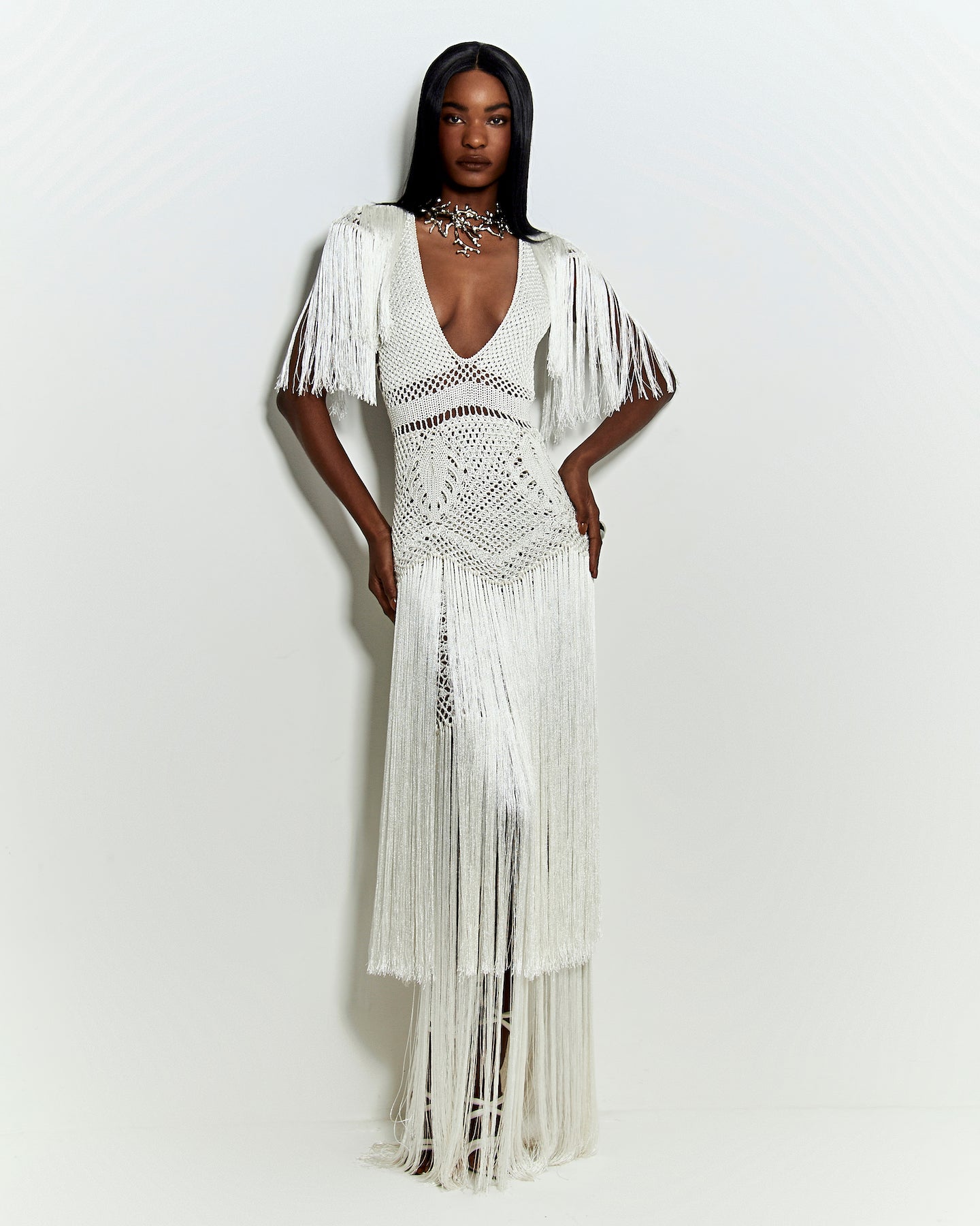 Vestido longo Costa Rica Vermelho / Off White - Ammi