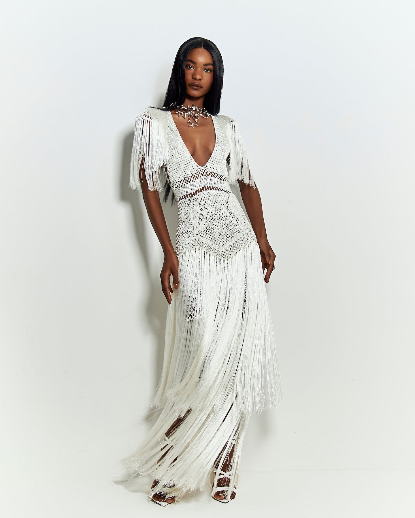 Vestido longo Costa Rica Vermelho / Off White - Ammi