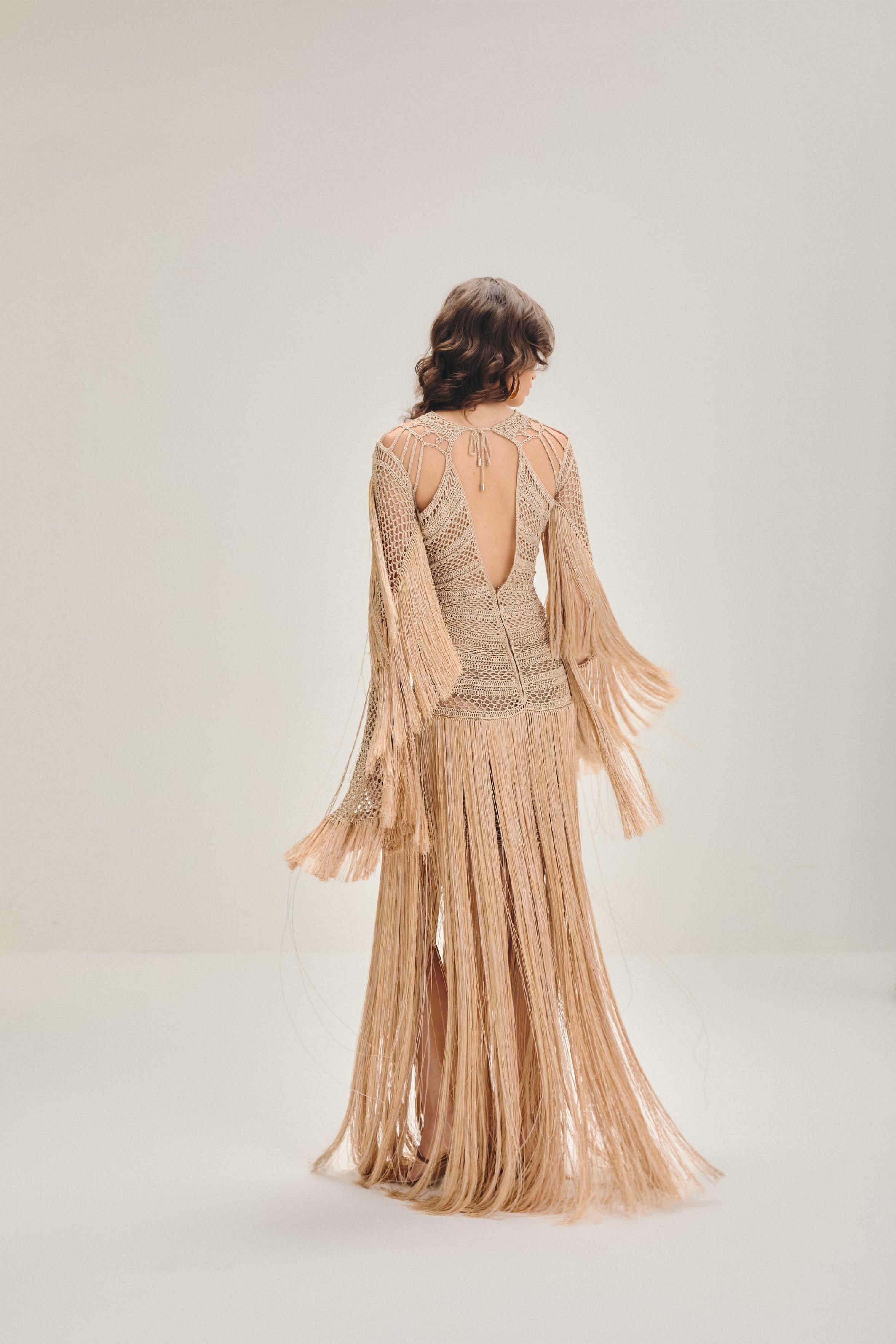 Vestido longo Água viva Champagne gold - Ammi