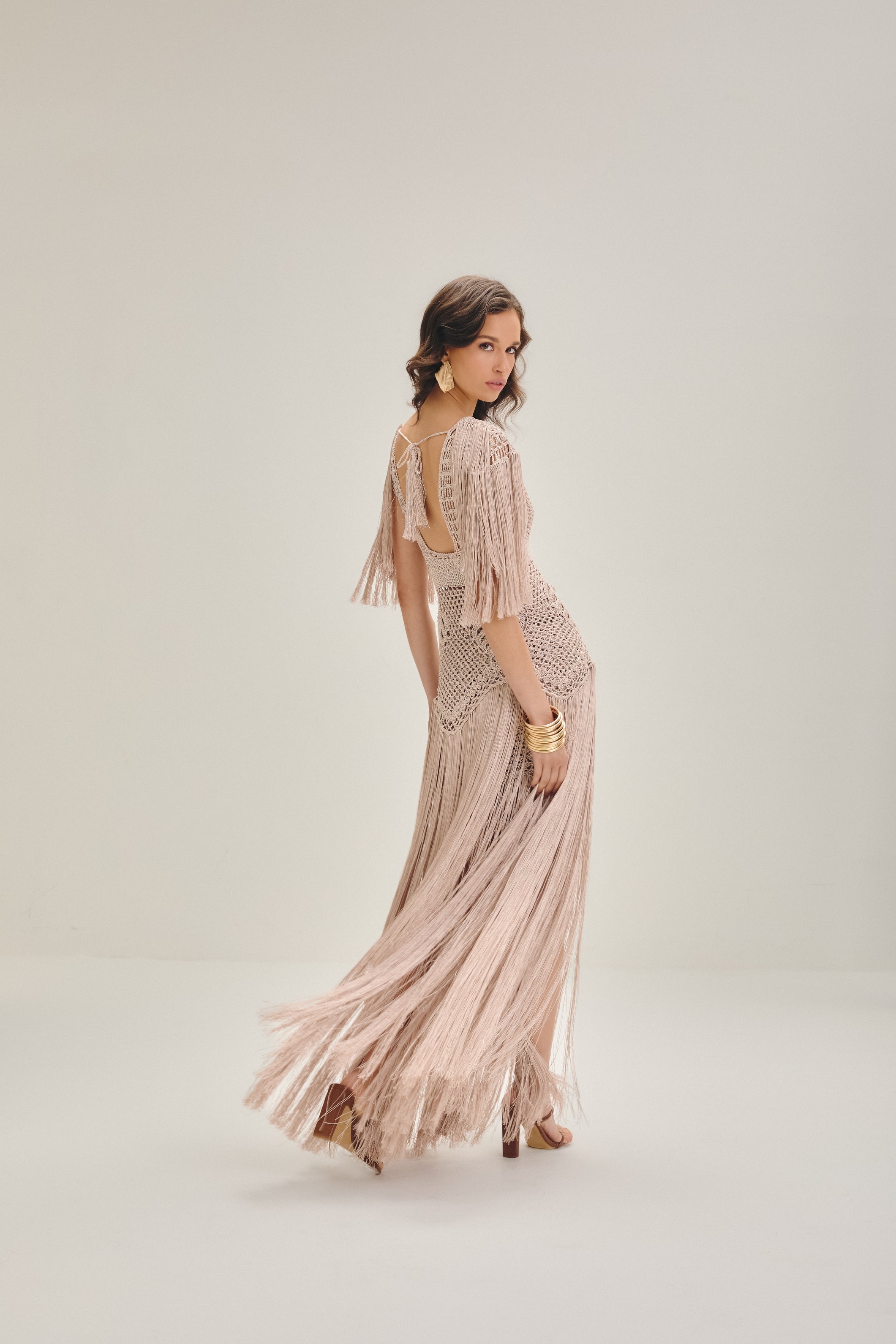 Vestido longo Costa Rica Champagne gold - Ammi