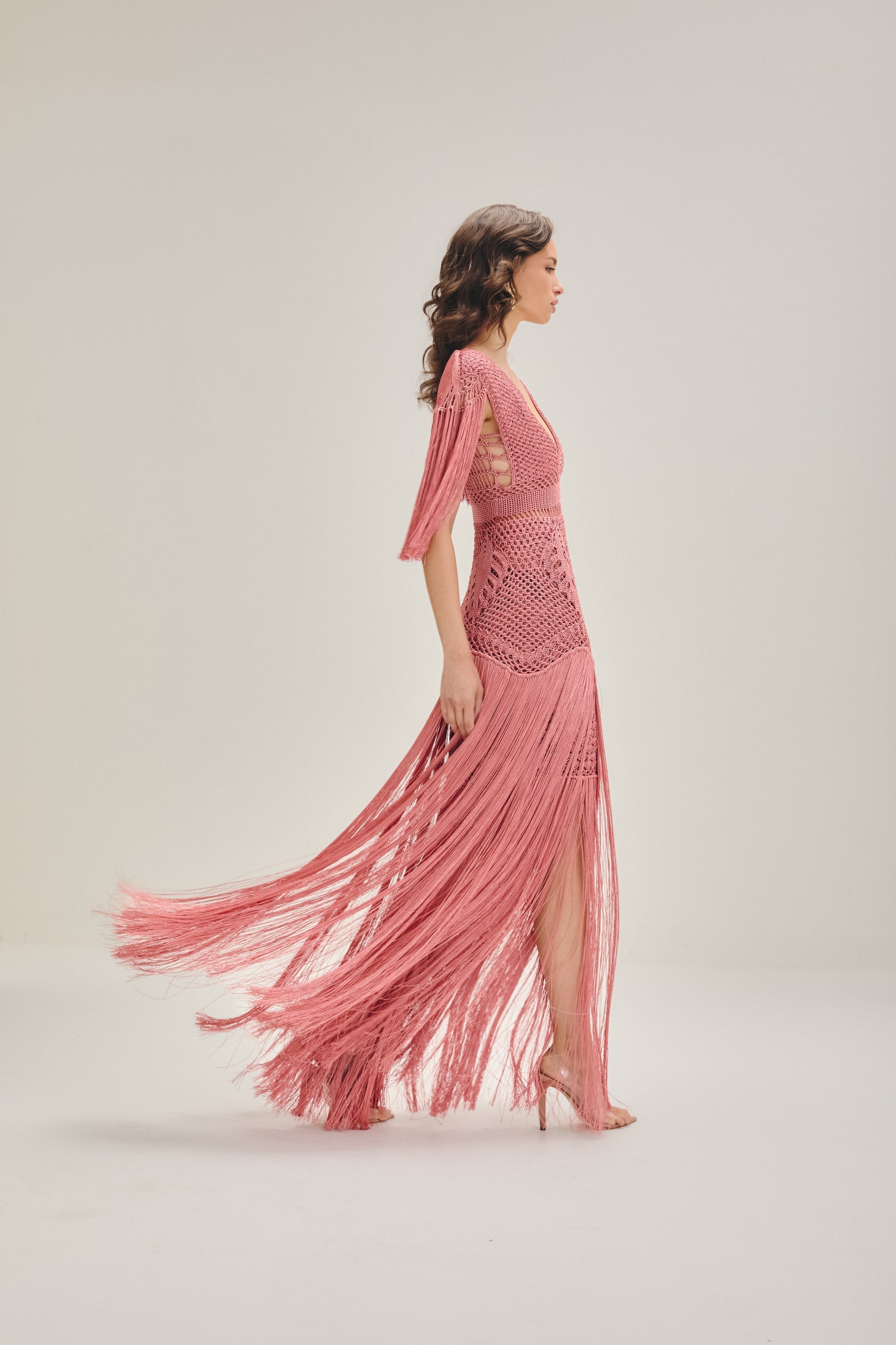 Vestido longo Costa Rica Rosa goiaba - Ammi