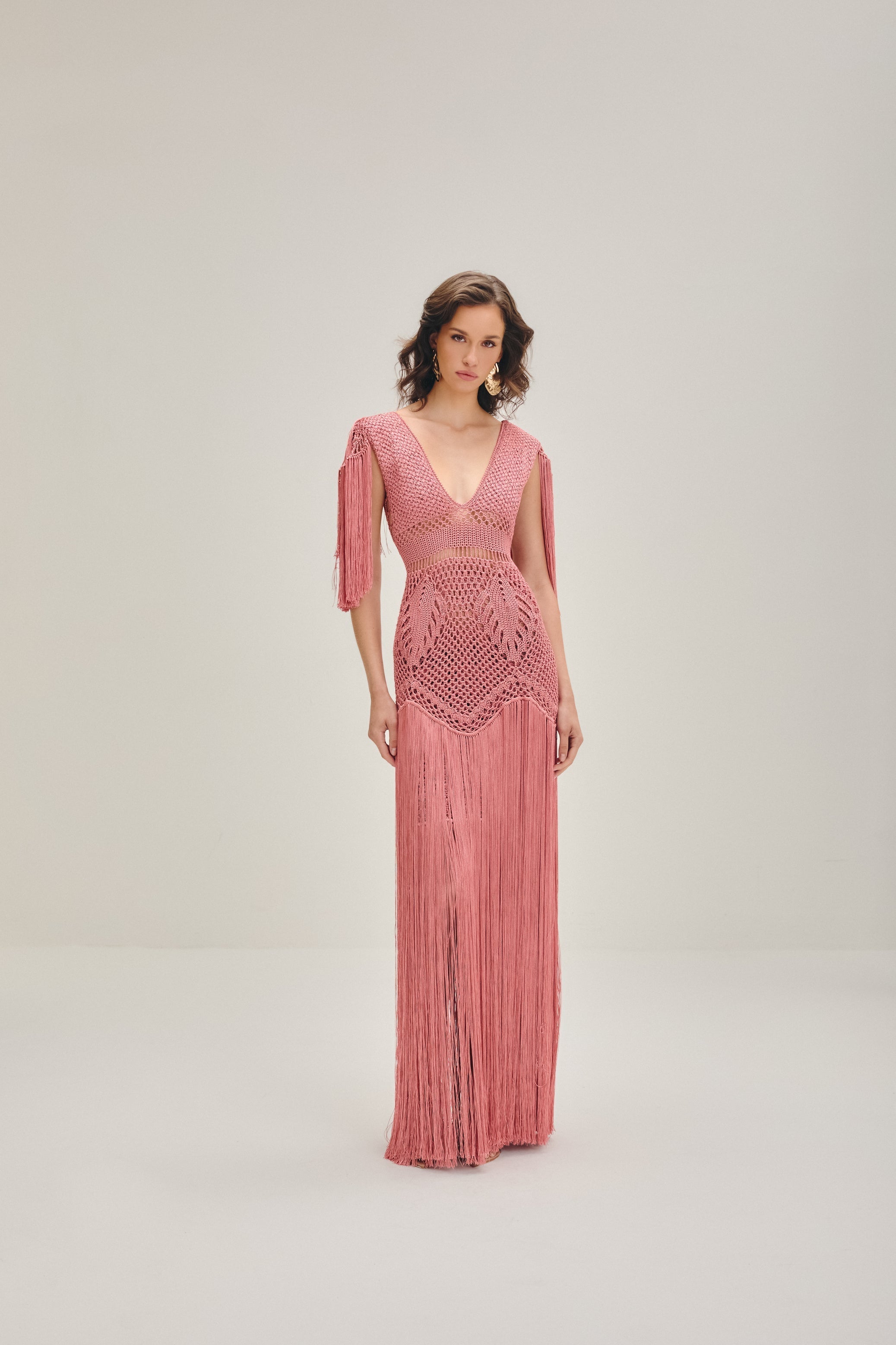 Vestido longo Costa Rica Rosa goiaba - Ammi