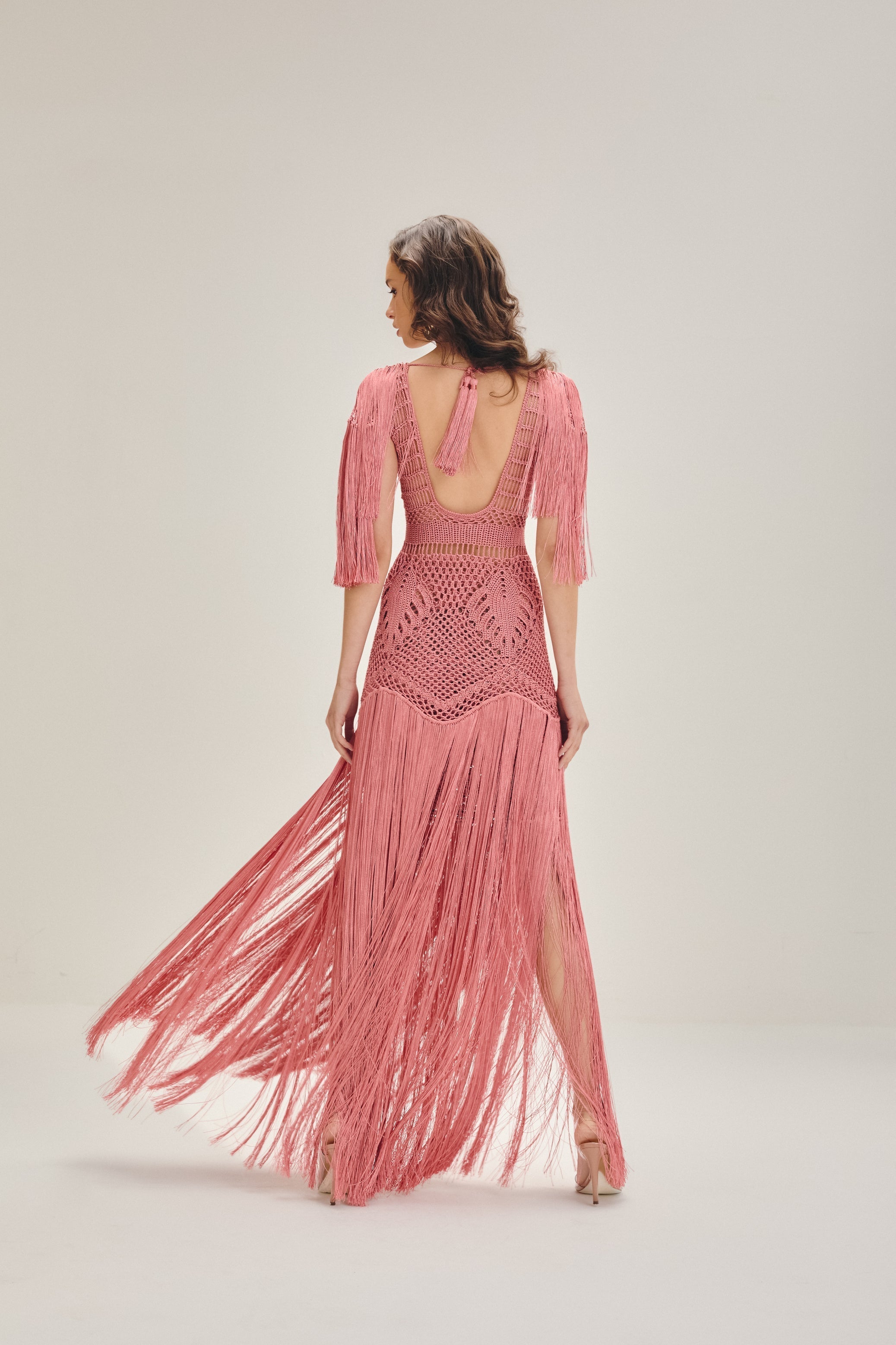 Vestido longo Costa Rica Rosa goiaba - Ammi